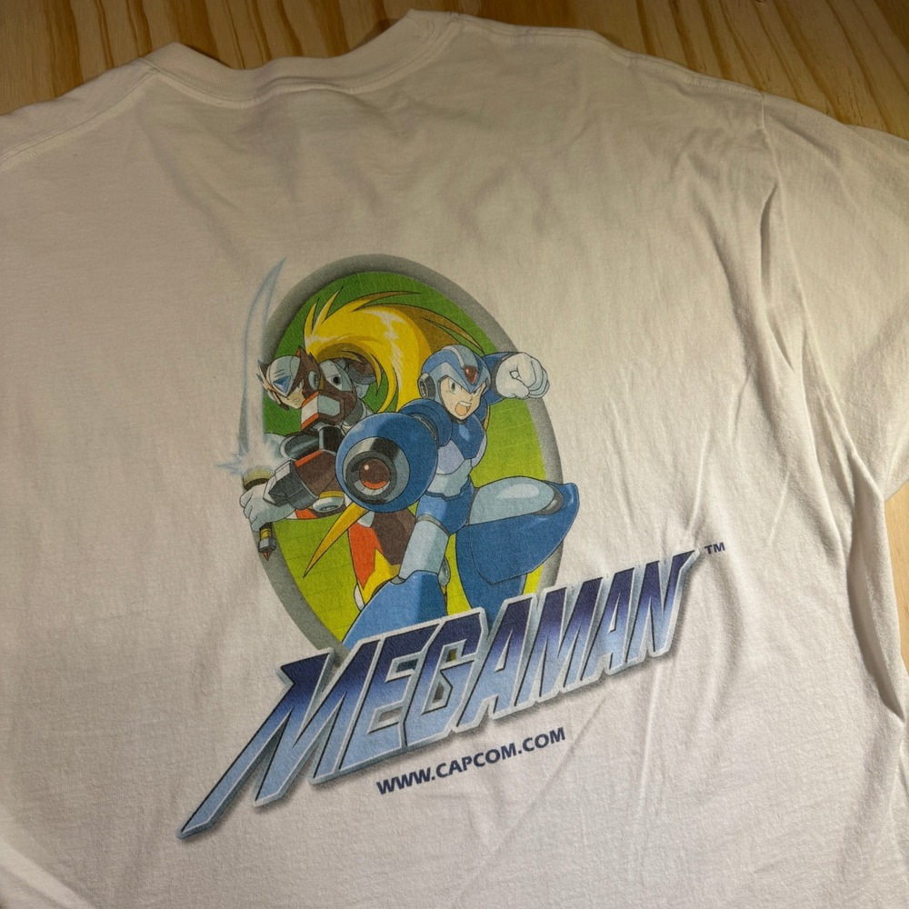 Jerzees Men's Vintage Mega Man X Zero Capcom Graphic T-Shirt White Size XL